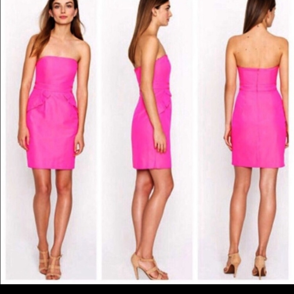 J. Crew Pink Strapless Midi Dress